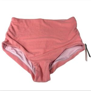 NEW Victorias Secret Bikini Bottoms Large High Waist Fuzzy Solid Pink QAX #0739